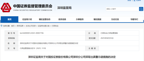 牛8配资 海量财经丨国投证券深圳分公司因承诺收益、无证销售被出具警示函
